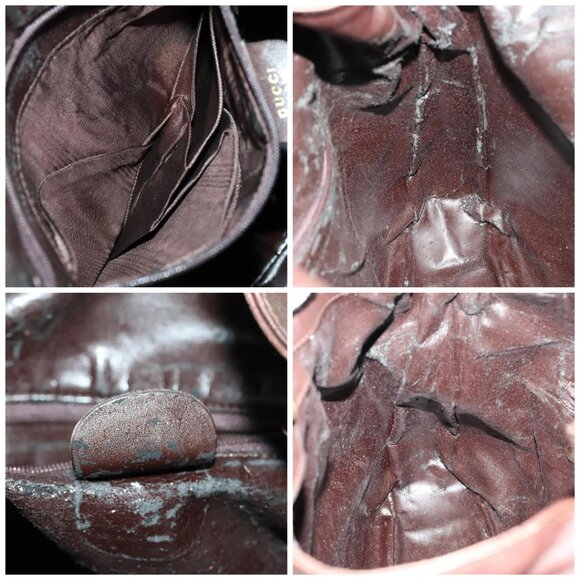 GUCCI Bamboo Hand Bag Leather 2way Brown Gold Auth ep10532 - Picture 14 of 15